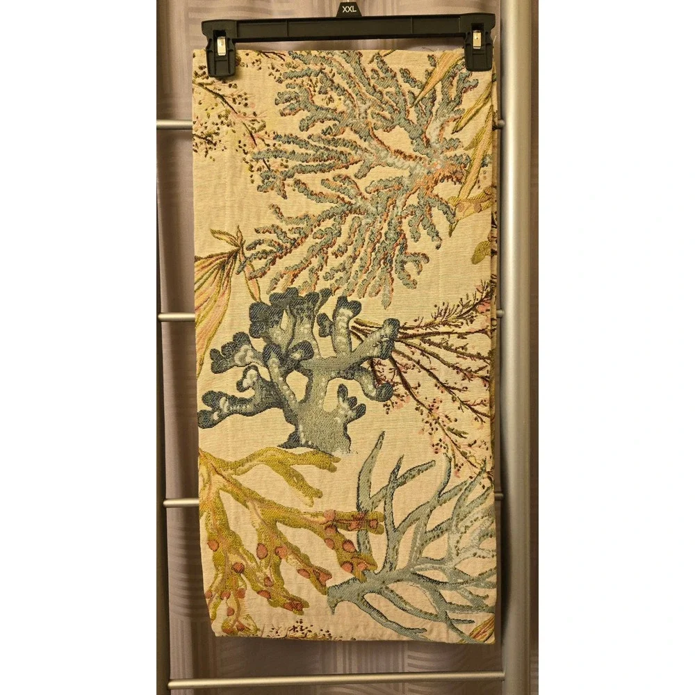 Coastal Coral Reef Woven Tapestry Table Runner 12x50 Nautical Beach House Decor
